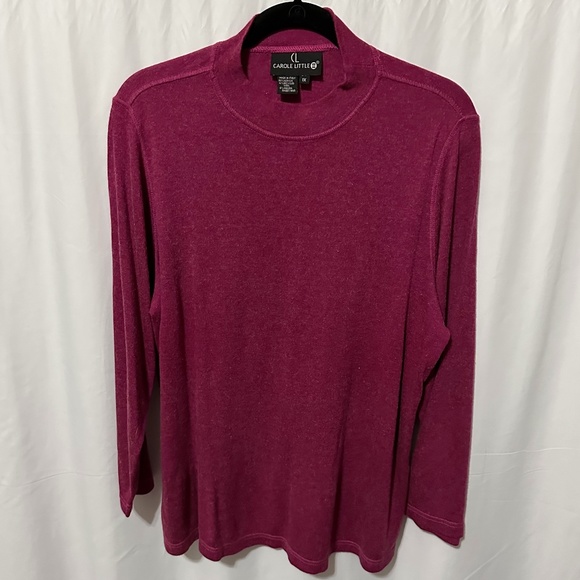 Carole Little Tops - Carole Little II Purple Mock Neck Long Sleeve Tee 1X